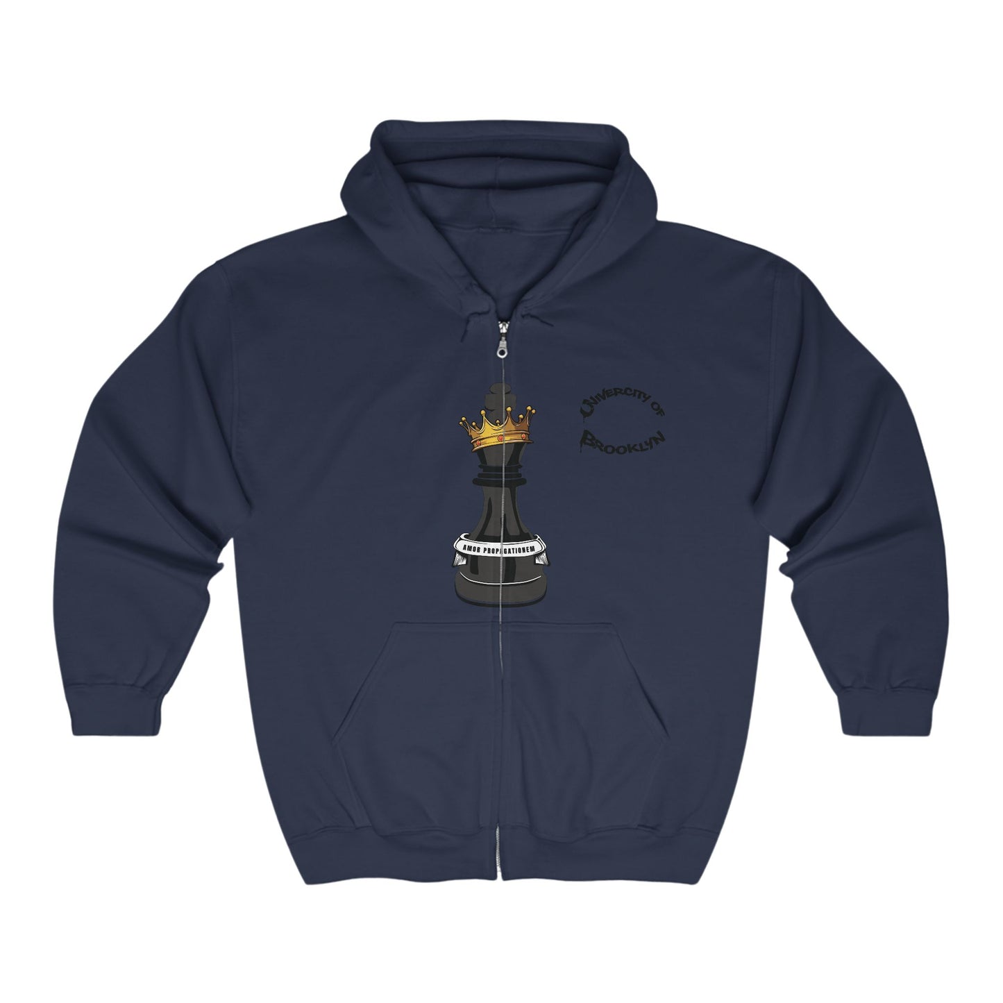Univercity of Brooklyn Zip Up Hooded Sweatshirt